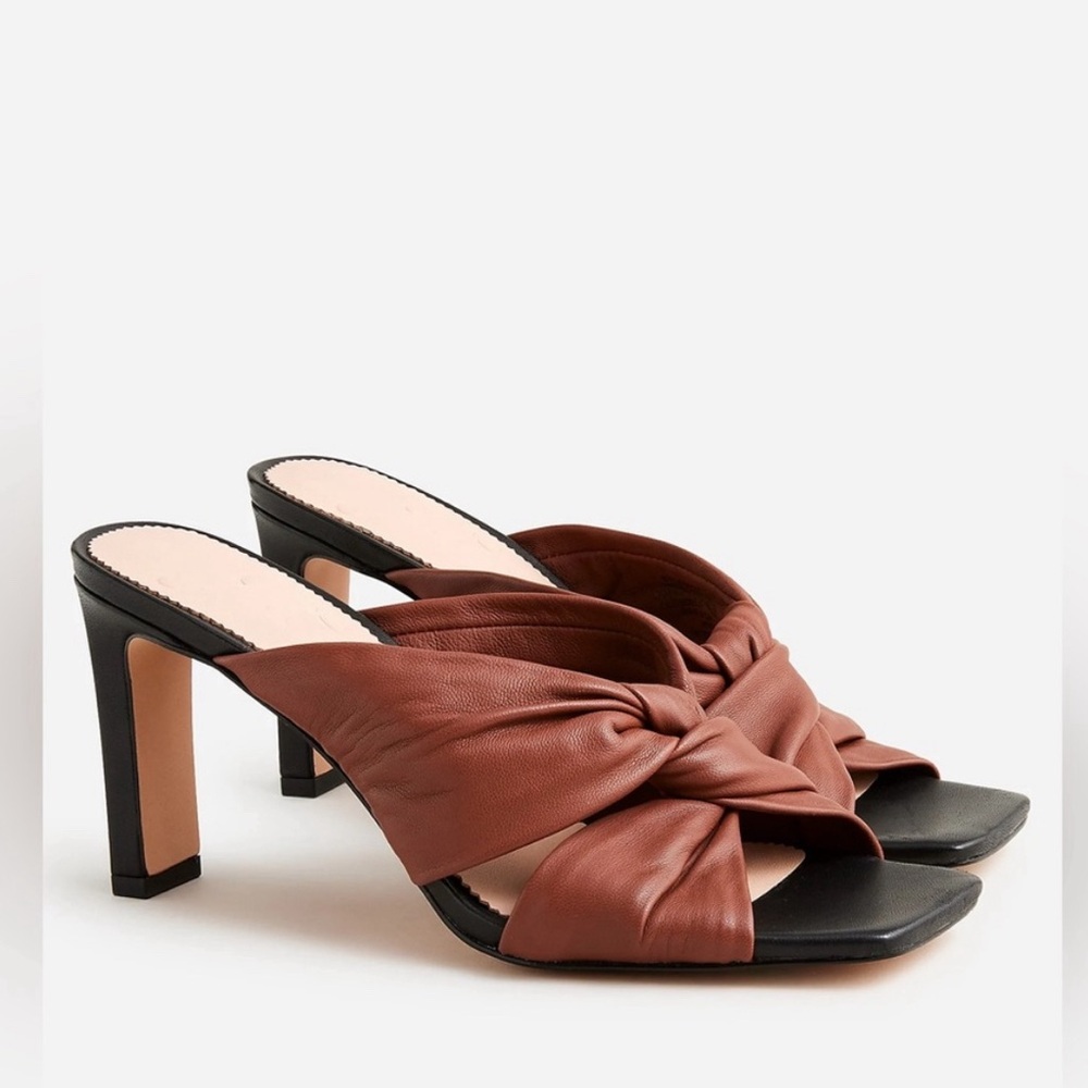 🚨will accept reasonable offer🚨J.Crew Ava twist-knot heels Tarnished Brown Sz 7